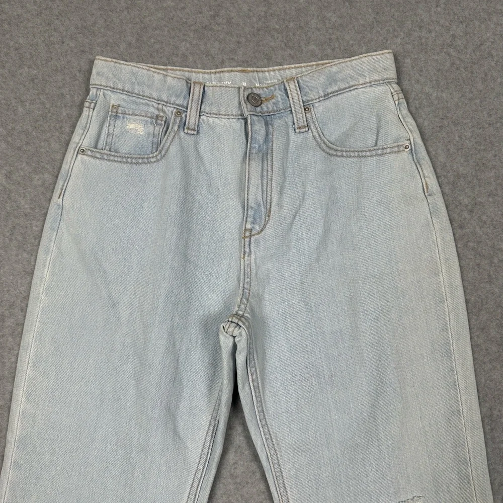 Old‎ Navy Jeans Girls 12 Light Wash High Rise Slouchy Straight Blue Denim